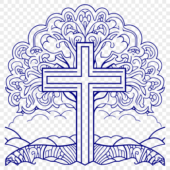 A detailed illustration of an ornate cross, symbolizing faith and spirituality in Christian tradition.
