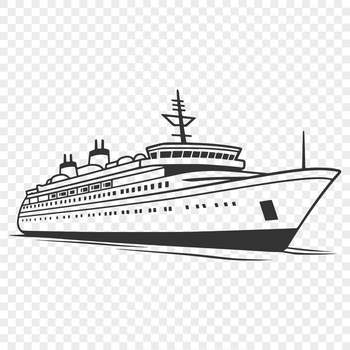 A nautical cruise ship sailing on the ocean's surface.