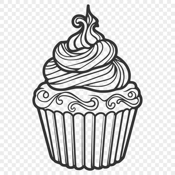 Colorful cupcake illustration in vector format, suitable for digital use.
