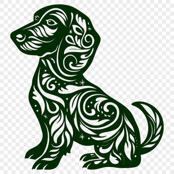 Close-up of a full-body Dachshund dog sitting on its hind legs, suitable for vector design and commercial use.
