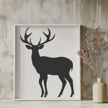 Silhouette of a deer in full body view, suitable for vector art projects.