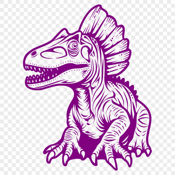 A detailed illustration of a prehistoric dino from head to toe.