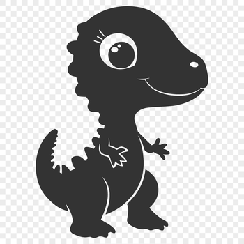 A full-body illustration of a baby dinosaur from the prehistoric era.