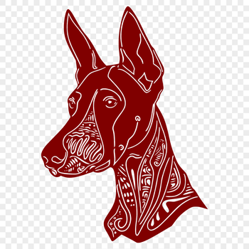Vector illustration of a Doberman Pinscher's head, suitable for printing or digital use.