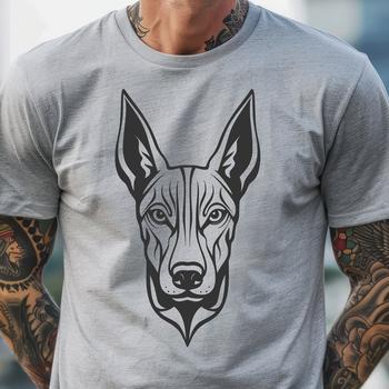 A high-quality illustration of a Doberman Pinscher's head in vector format, suitable for commercial or personal use.