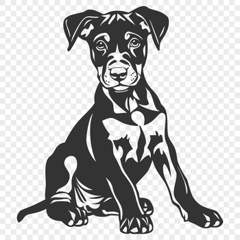 A full-body illustration of a sitting Doberman Pinscher dog, suitable for vector design and cutting machine applications.