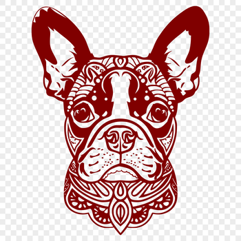 A colorful illustration of a Boston Terrier's head, suitable for customizing with vector art software.