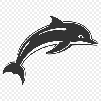 A stylized illustration of a full-body dolphin, suitable for various design applications.