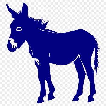 An SVG vector art image featuring a single donkey in profile, depicted from head to hooves.