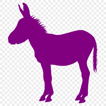 A detailed silhouette illustration of a standing animal, resembling a donkey.