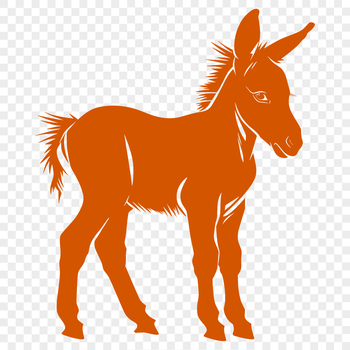 A full-body illustration of a standing donkey.