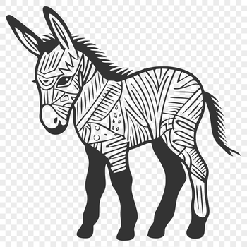 Ornate Standing Donkey Drawing