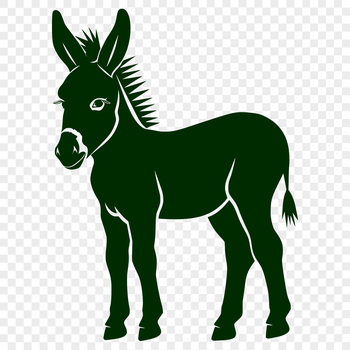 A standing donkey animal figure with a full body view, suitable for vector art design.