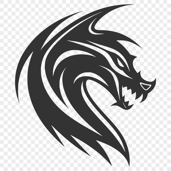 A detailed illustration of a mythical dragon's head, suitable for vector art projects.