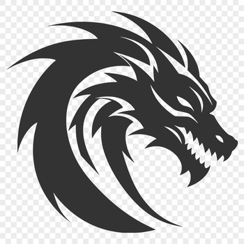 Mythical dragon head with intricate details in vector art format.