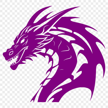 A detailed illustration of a mythical creature's head, depicted as a dragon with fantasy elements.