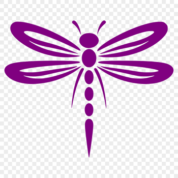 A whimsical full-body illustration of a dragonfly insect with colorful wings.