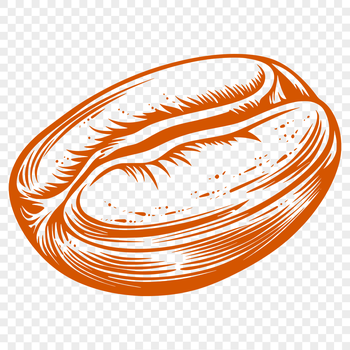 An editable digital design element featuring a simple coffee bean shape.
