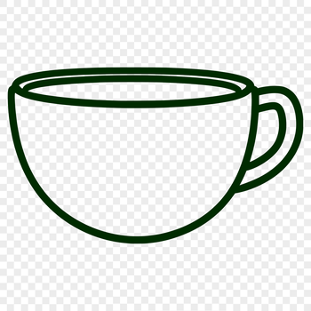 A simple line drawing of a coffee cup with handle and rim.