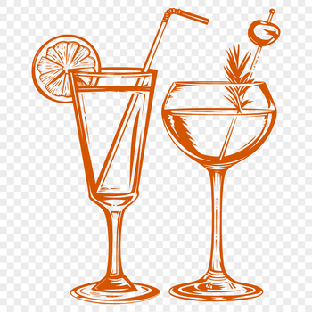 A graphic representation of a cocktail in a glass.