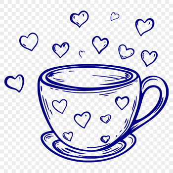 A heart-adorned cup illustration suitable for digital design projects.