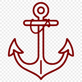 A simple line drawing of a nautical anchor with geometric shapes.