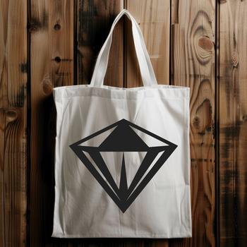 Geometric vector design of a diamond shape with sharp edges and clean lines.