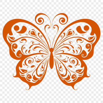 An ornate illustration of a butterfly in full body.