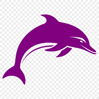 A digital illustration of a dolphin's full body, rendered in vector format.