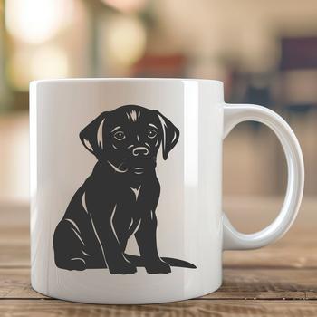 A full-body illustration of a sitting Labrador Retriever dog, created in vector format.