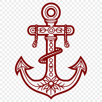 Nautical anchor illustration with ornate details, suitable for vector design projects.