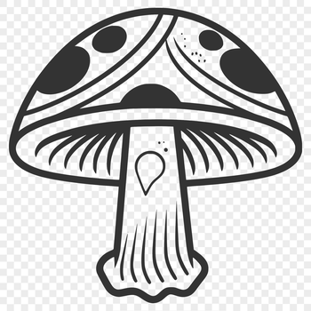 An isolated vector graphic representation of a mushroom with detailed features.
