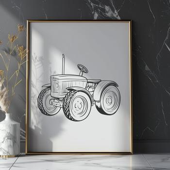 A vector illustration of a farm tractor, suitable for digital cutting machines and laser cutters.