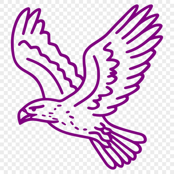 A simple line drawing of an eagle in mid-flight, rendered as a vector graphic.