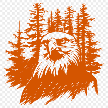 A large bird's head, a distinctive eagle shape with sharp facial features.