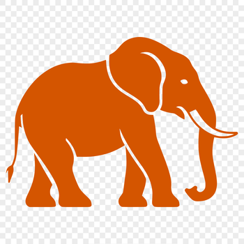 A full-body illustration of a standing elephant in a simple vector design.