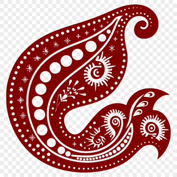 Ornate paisley shape with intricate details.