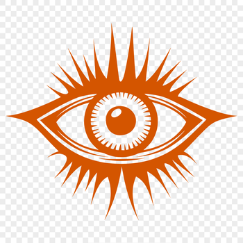 A gothic-inspired design featuring an eye symbol often associated with witchcraft.