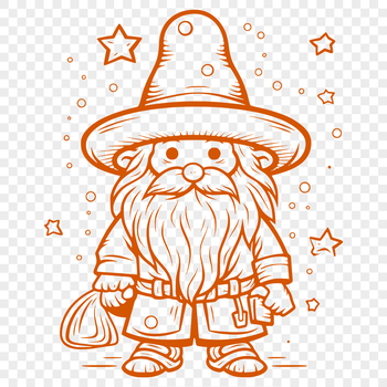 Illustrated full-body wizard figure in a fantasy setting, suitable for clip art and vector design.