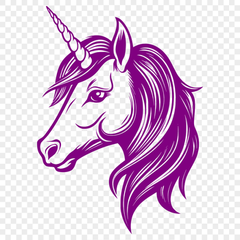 Vector illustration of a mythical unicorn's head, suitable for digital design and crafting projects.