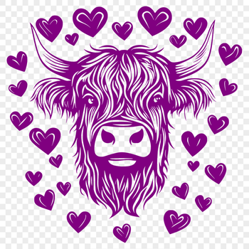 Free Unique Highland Cow Vector Art PNG - Commercial Use