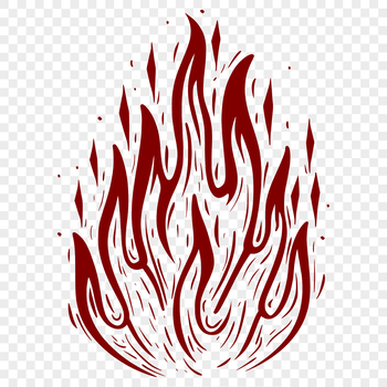 A stylized illustration of flames in a dynamic shape.