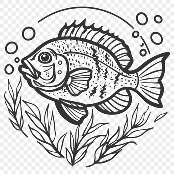 A detailed illustration of a crappie fish from head to tail, suitable for vector graphics and design.
