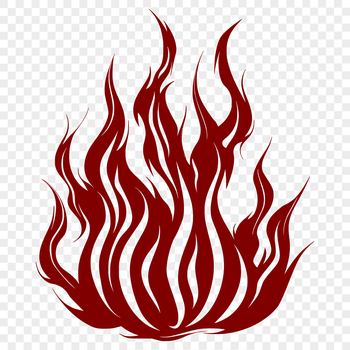 A stylized illustration of a flame made from bold lines and shapes.