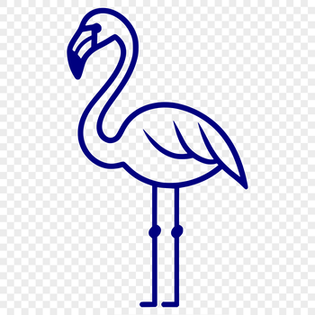 A simple line drawing of a full-body flamingo bird, suitable for various design applications.
