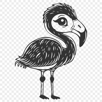 A full-body illustration of a flamingo in a naturalistic pose, suitable for digital design and crafting.