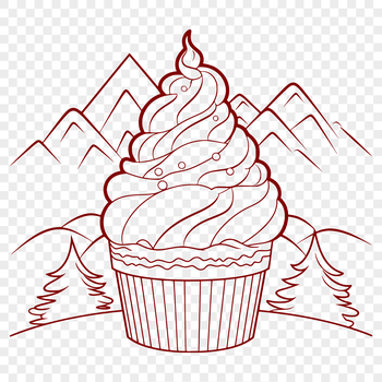 A digital representation of a single serving of cupcake made with vector graphics.