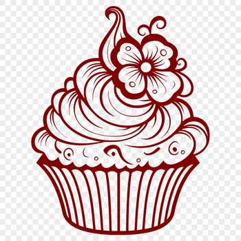 A colorful floral-patterned cupcake design suitable for various uses.