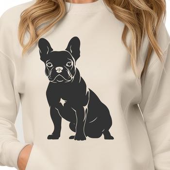 A vector graphic representation of a French bulldog from head to paw.