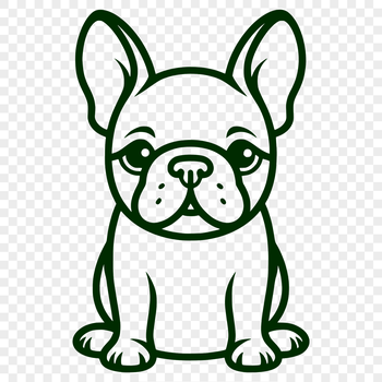 A simple line drawing of a full-body sitting French Bulldog, suitable for various digital and printing applications.